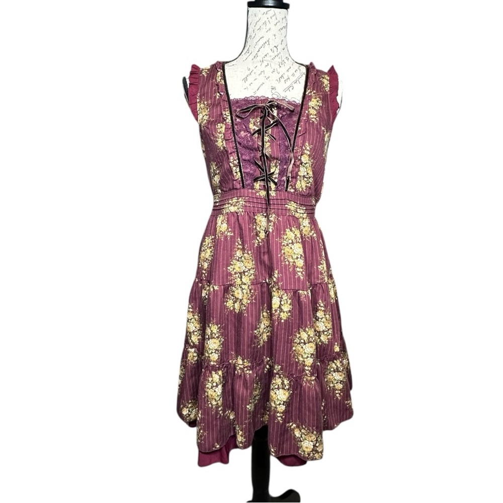 axes femme Floral Print Lolita Sleeveless Dress Size Medium